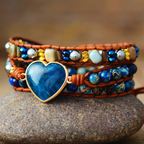 Blue Apatite Heart Wrap Bracelet