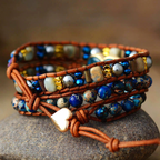 Blue Apatite Heart Wrap Bracelet