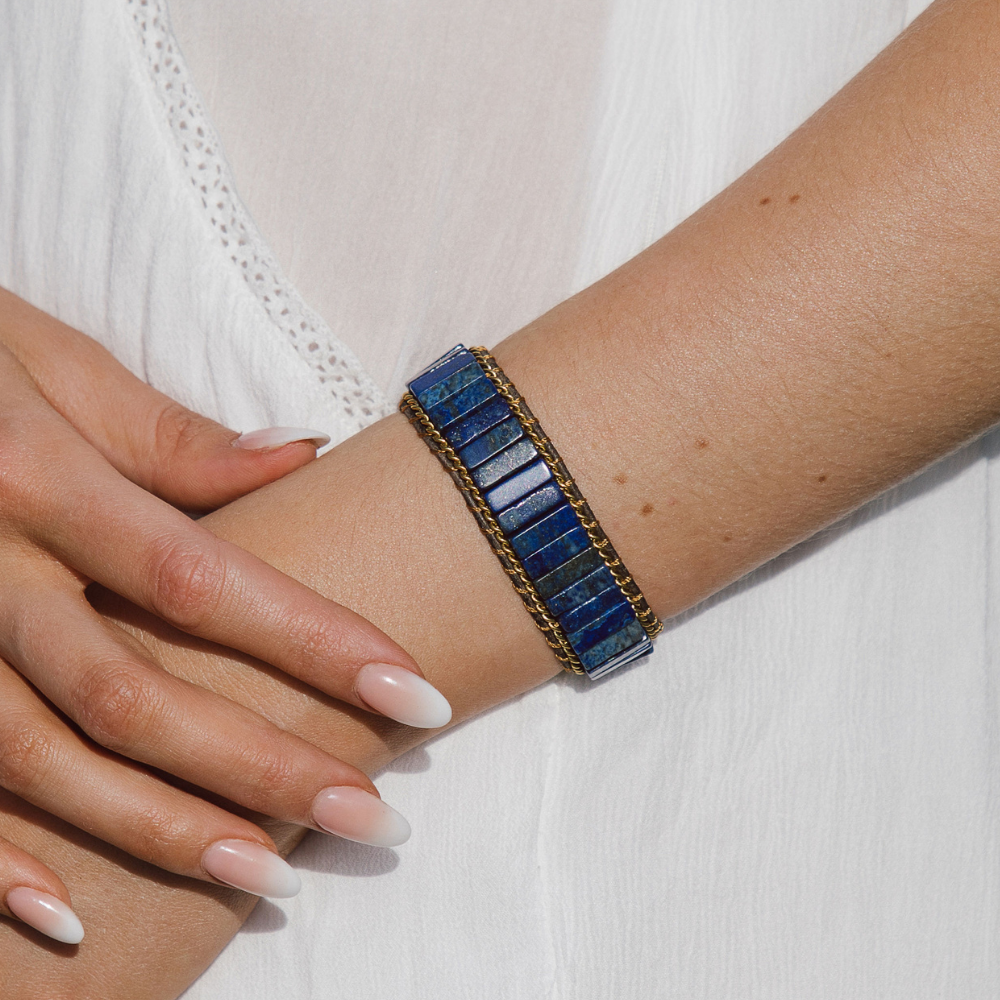 Lapis Lazuli and Leather Bracelet