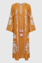 Oversized boho maxi-jurk met V-hals en lange mouwen