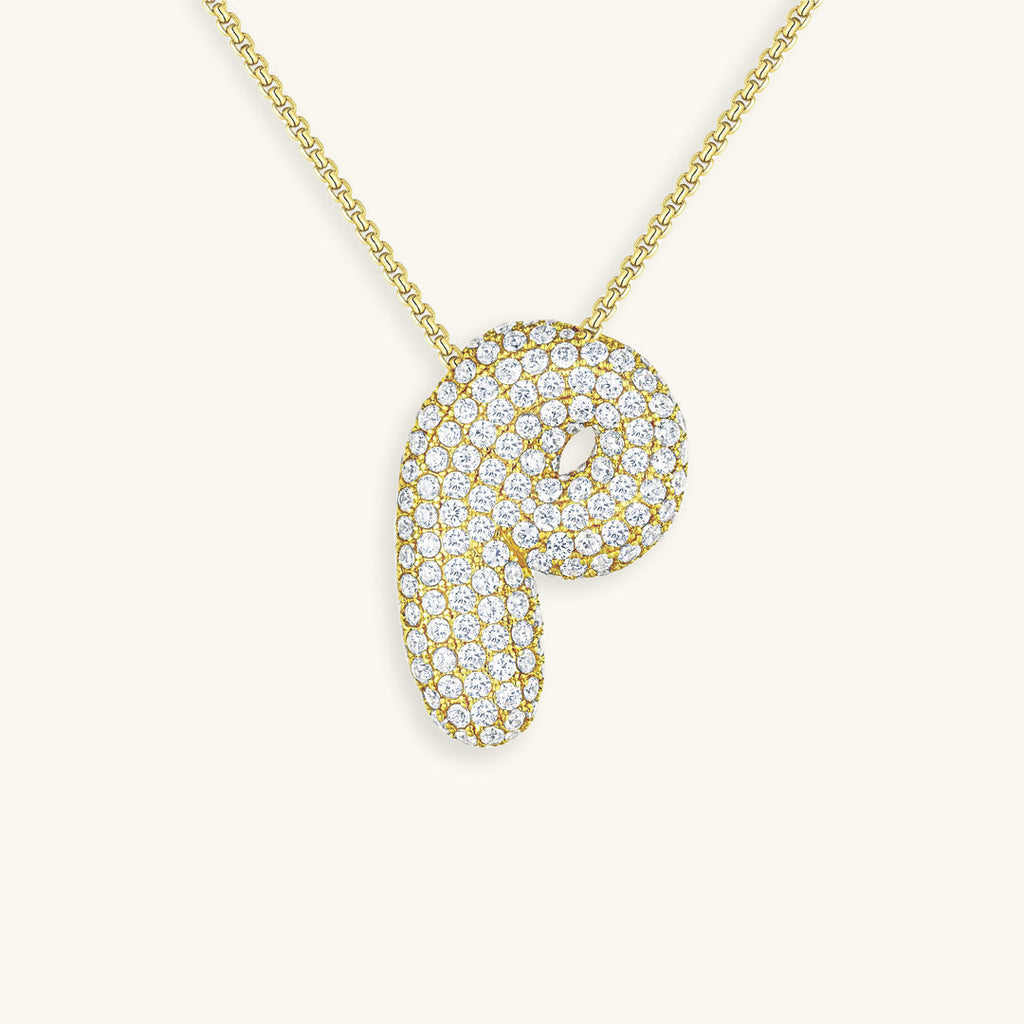 Pavé Bubble Initial Necklace