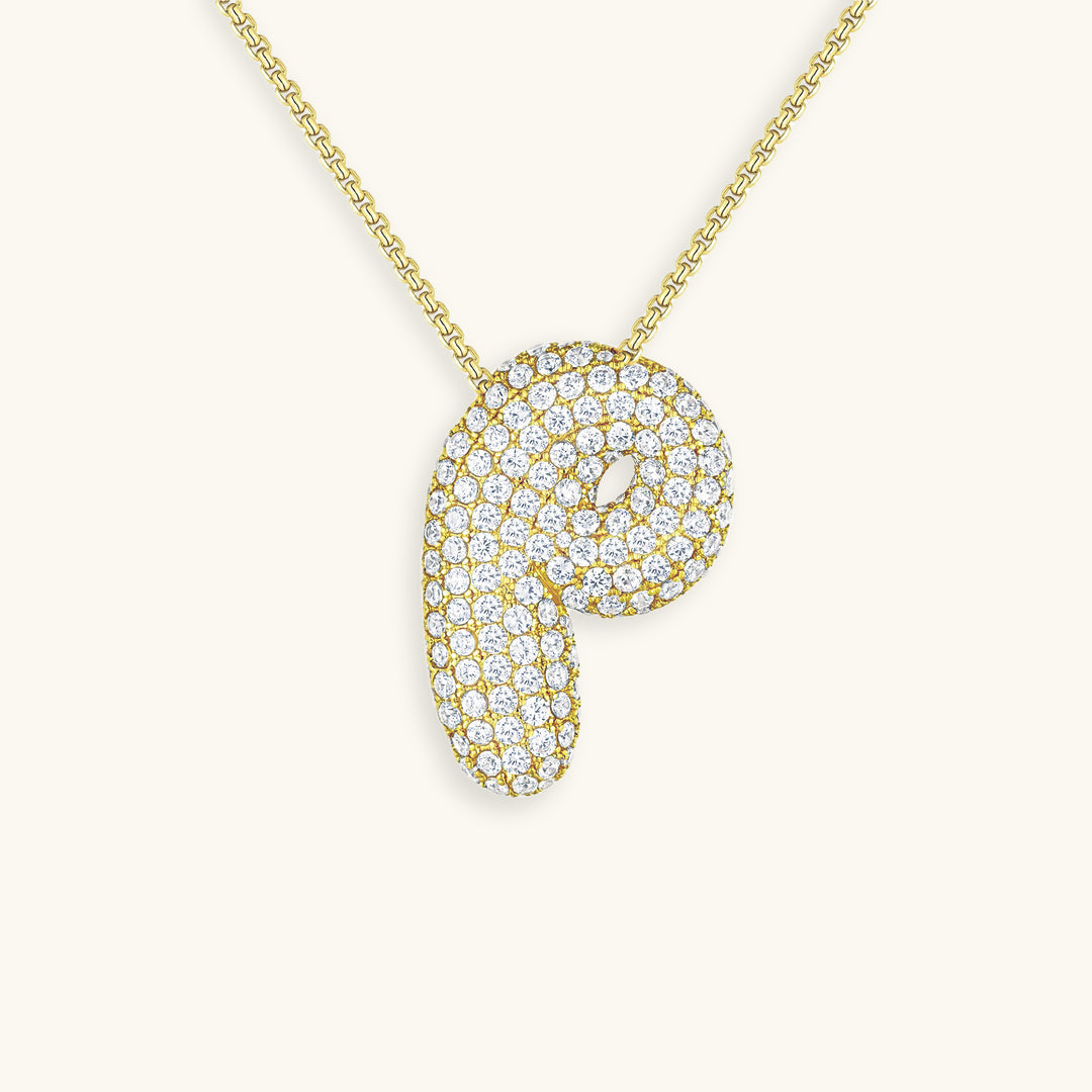 Pavé Bubble Initial Necklace