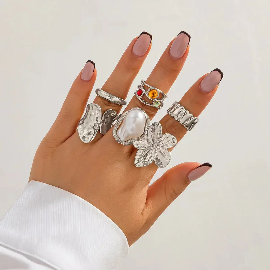 Baroque Pearl Flower Ring Collection in Four Styles