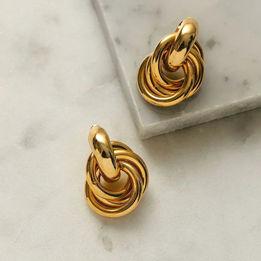Interlocking Statement Earrings in Two Metal Tones