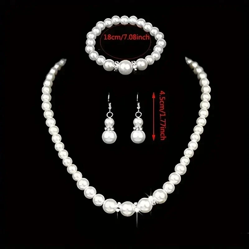 Pearl Necklace, Bracelet and Drop Earrings Collection