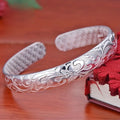 Vintage-Style Engraved Silver-Tone Open Cuff