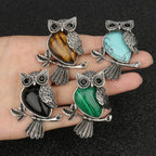 Crystal Owl Pendant Necklace in Many Stones