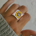Sunflower Trail Silver-Tone Ring