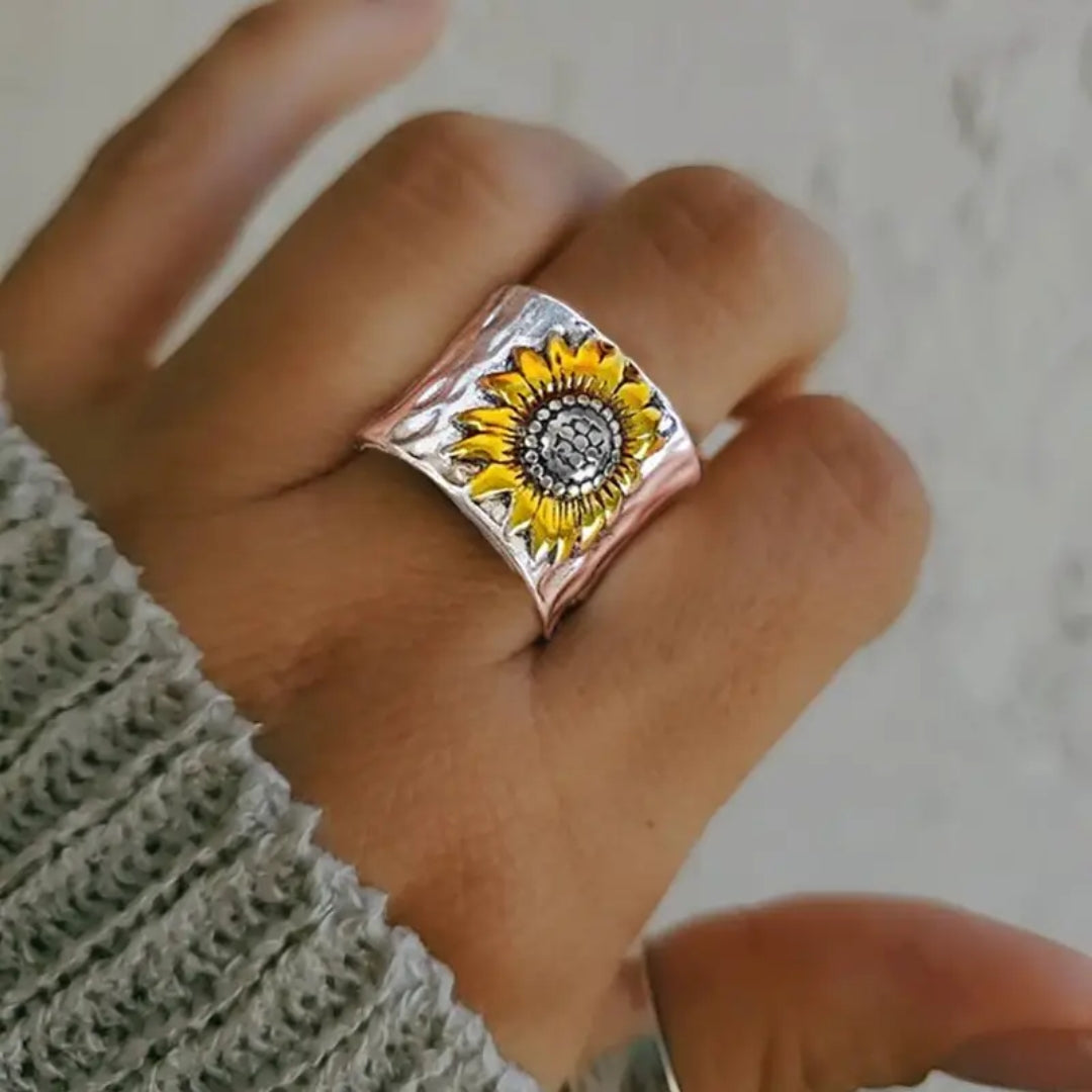 Sunflower Trail Silver-Tone Ring