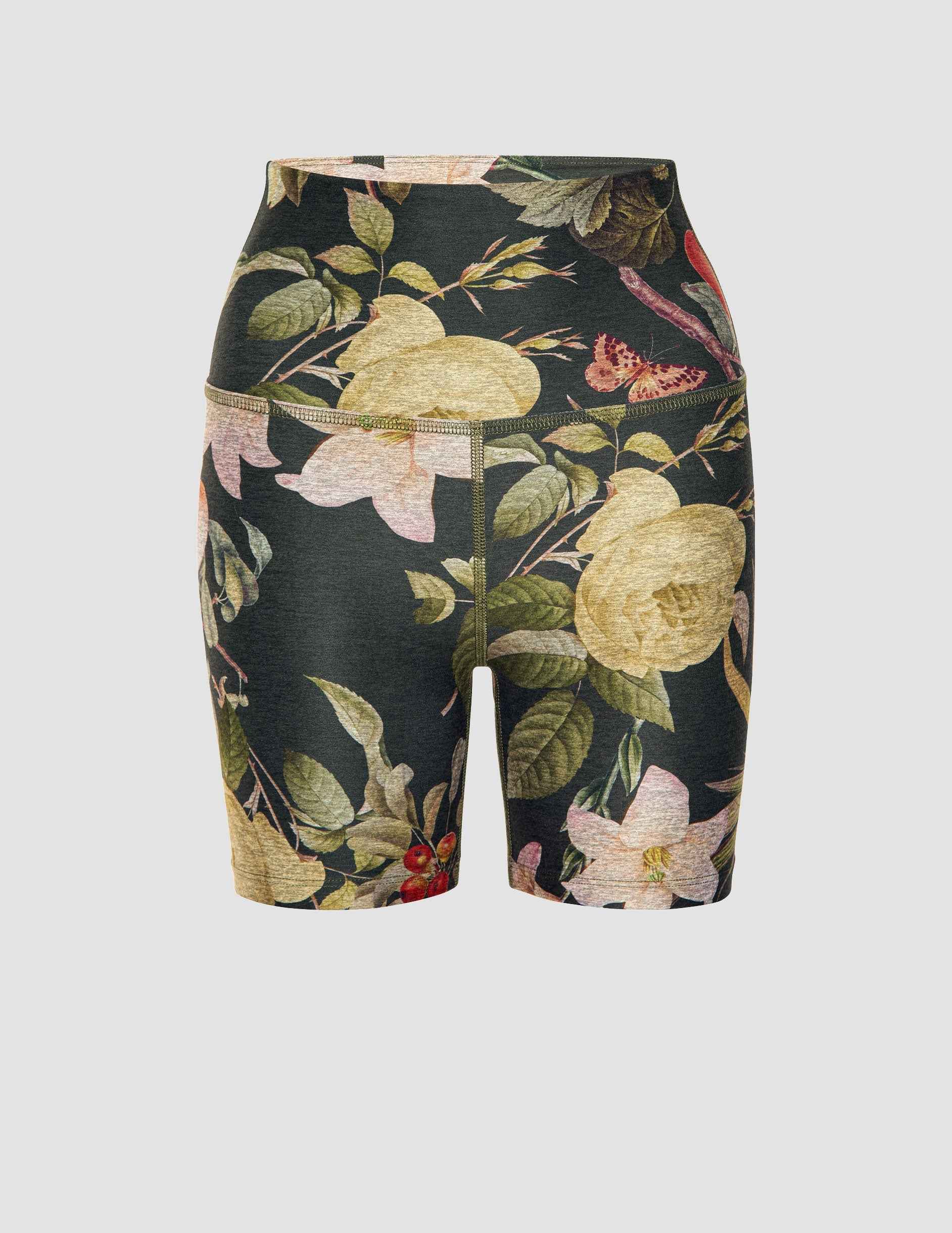 Sportlegging met hoge taille en botanische all-over print