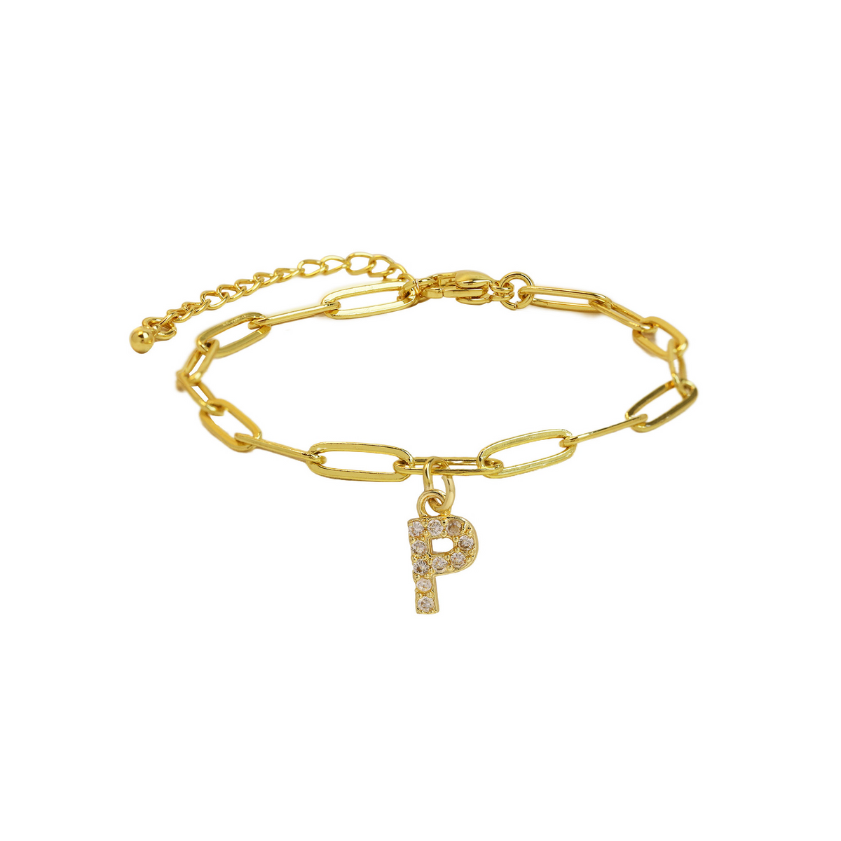 Dainty Paperclip Chain Initial Letter Bracelet
