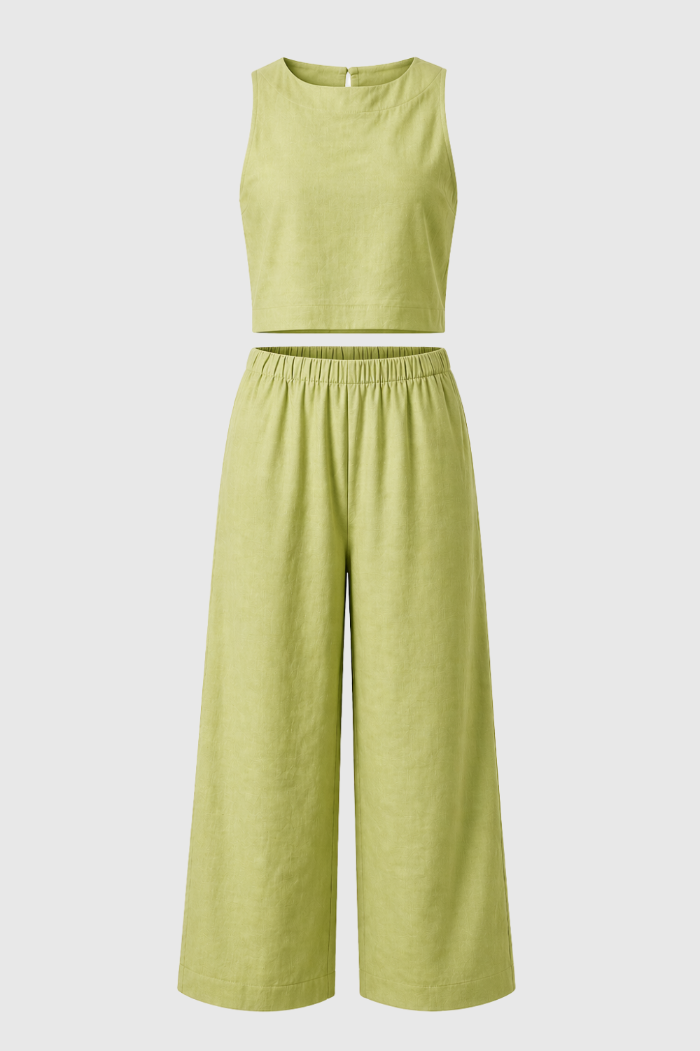 Two Piece Set with Flowing Fabric and Softly Tailored Shape