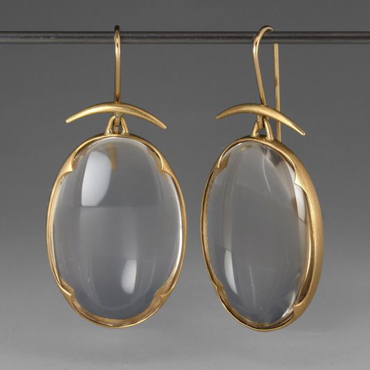 Vintage-Style Oval Clear Crystal Drop Earrings in Gold Tone