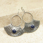 Vintage-Style Stone Silver-Tone Earrings in Two Blues