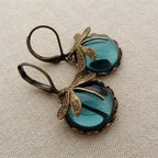 Spherical Dragonfly Earrings in Antique Gold Tone