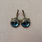Spherical Dragonfly Earrings in Antique Gold Tone