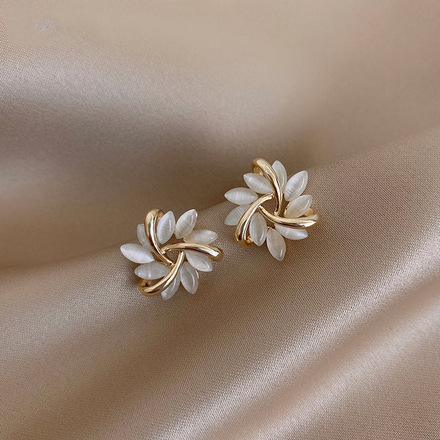 Circular Opal-Look Flower Stud Earrings