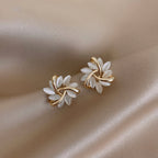 Circular Opal-Look Flower Stud Earrings