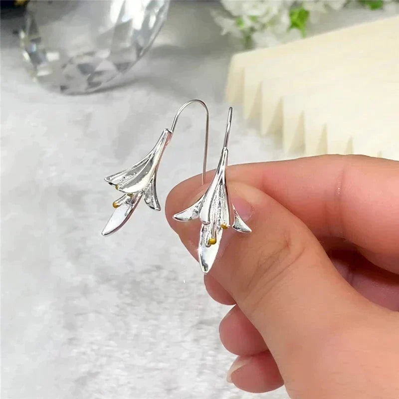 Silver-Tone Flower Earrings
