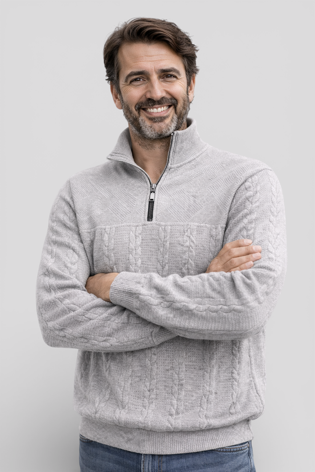 Striped Henley Jumper with Button Placket and Long Sleeves