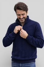 Striped Henley Jumper with Button Placket and Long Sleeves