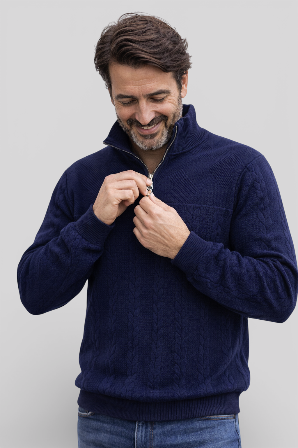 Striped Henley Jumper with Button Placket and Long Sleeves