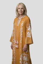 Oversized boho maxi-jurk met V-hals en lange mouwen