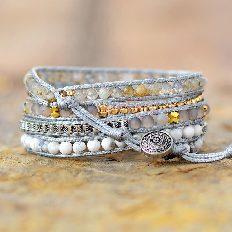 Rose Quartz and Howlite Wrap Bracelet