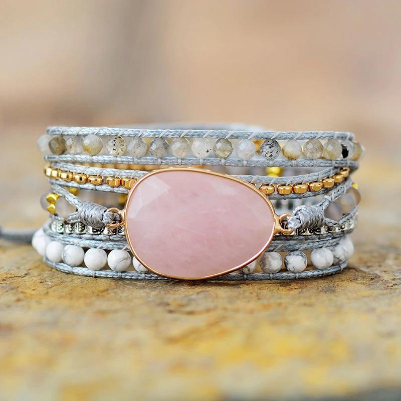 Rose Quartz and Howlite Wrap Bracelet