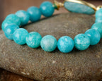 Amazonite Bead Bracelet with Oval Charm