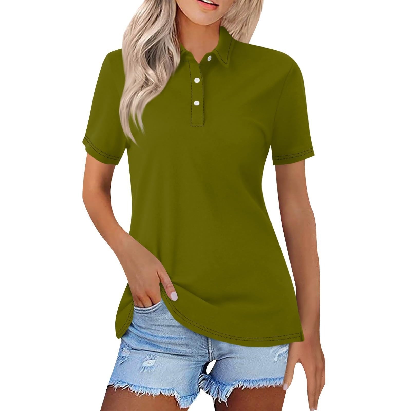 Poloshirt met korte mouwen, knoopsluiting en losse pasvorm