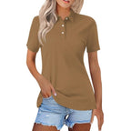 Poloshirt met korte mouwen, knoopsluiting en losse pasvorm