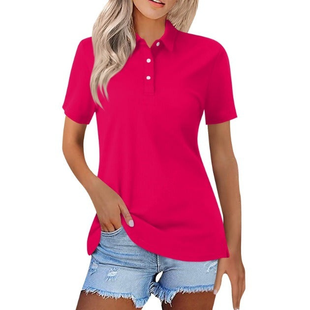 Poloshirt met korte mouwen, knoopsluiting en losse pasvorm