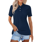 Poloshirt met korte mouwen, knoopsluiting en losse pasvorm