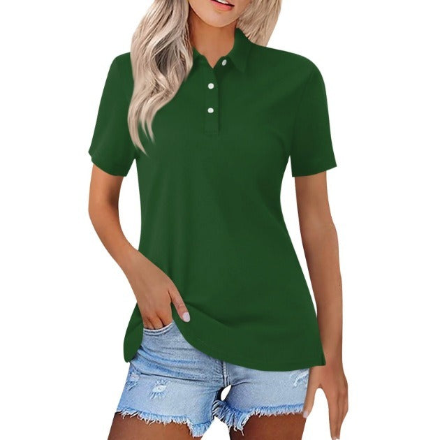 Poloshirt met korte mouwen, knoopsluiting en losse pasvorm