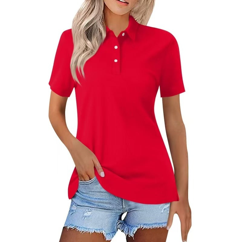 Poloshirt met korte mouwen, knoopsluiting en losse pasvorm