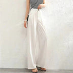 Linen Wide-Leg Trousers with Tulip Hem