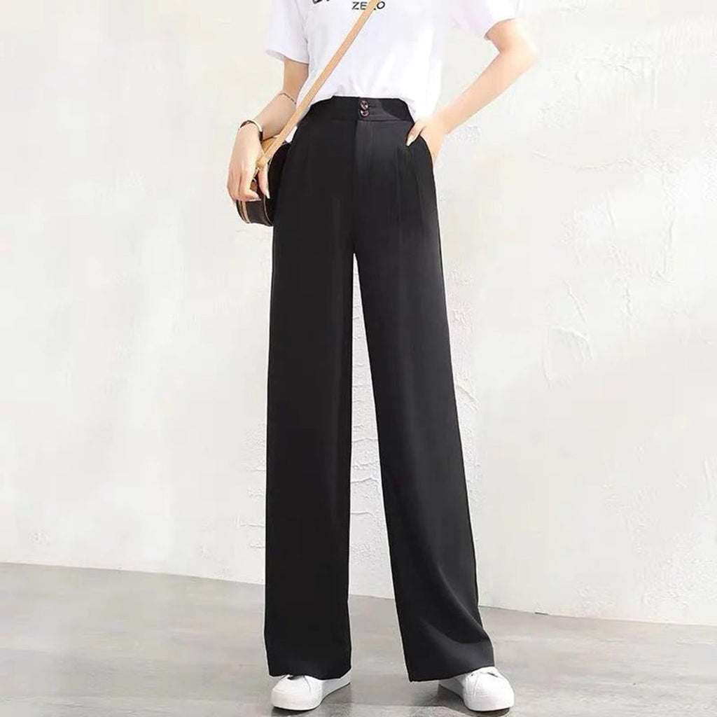 Linen Wide-Leg Trousers with Tulip Hem