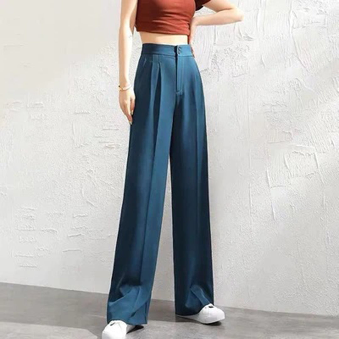 Linen Wide-Leg Trousers with Tulip Hem