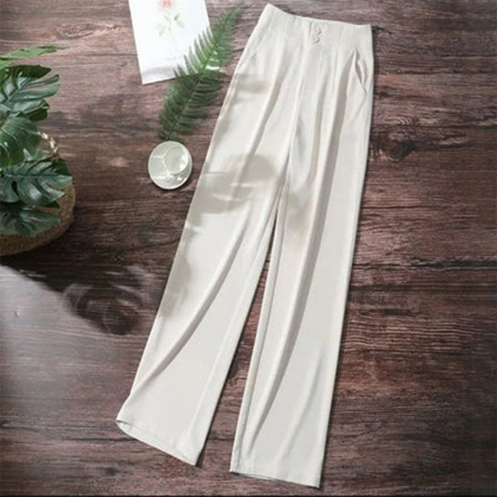 Linen Wide-Leg Trousers with Tulip Hem