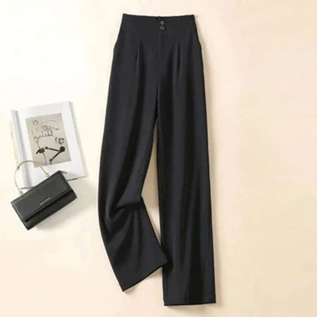 Linen Wide-Leg Trousers with Tulip Hem