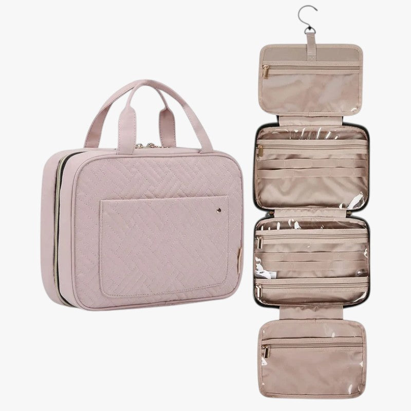 Large Fold-Out Multi-Layer Toiletry and Cosmetic Bag