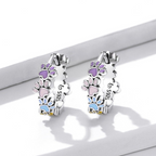 Colourful Paw Hoop Earrings in Sterling Silver