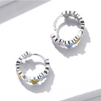 Colourful Paw Hoop Earrings in Sterling Silver