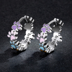 Colourful Paw Hoop Earrings in Sterling Silver