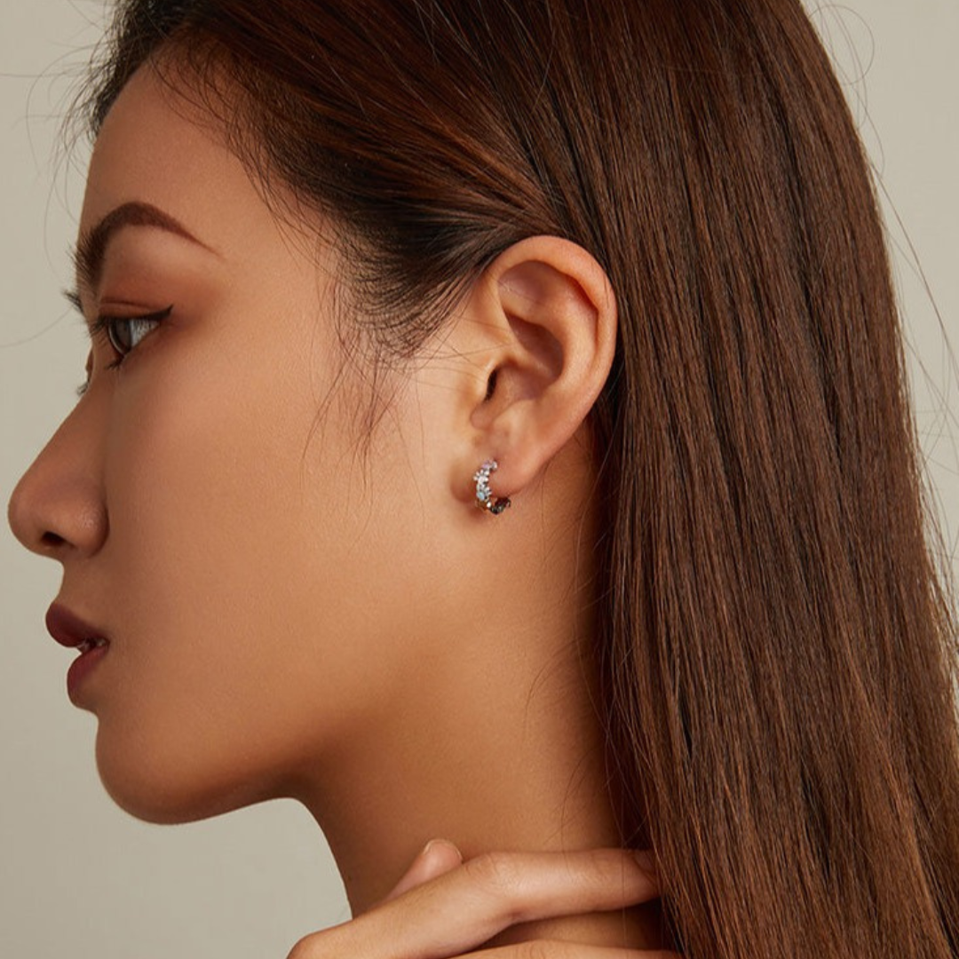 Colourful Paw Hoop Earrings in Sterling Silver
