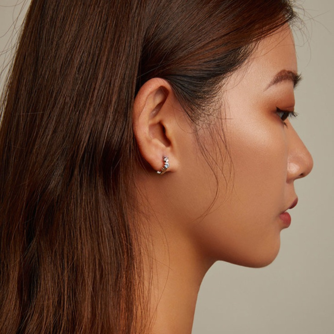 Colourful Paw Hoop Earrings in Sterling Silver
