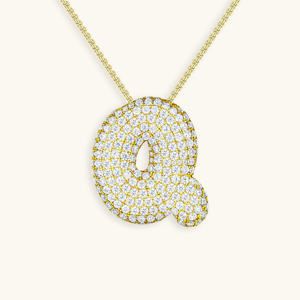 Pavé Bubble Initial Necklace