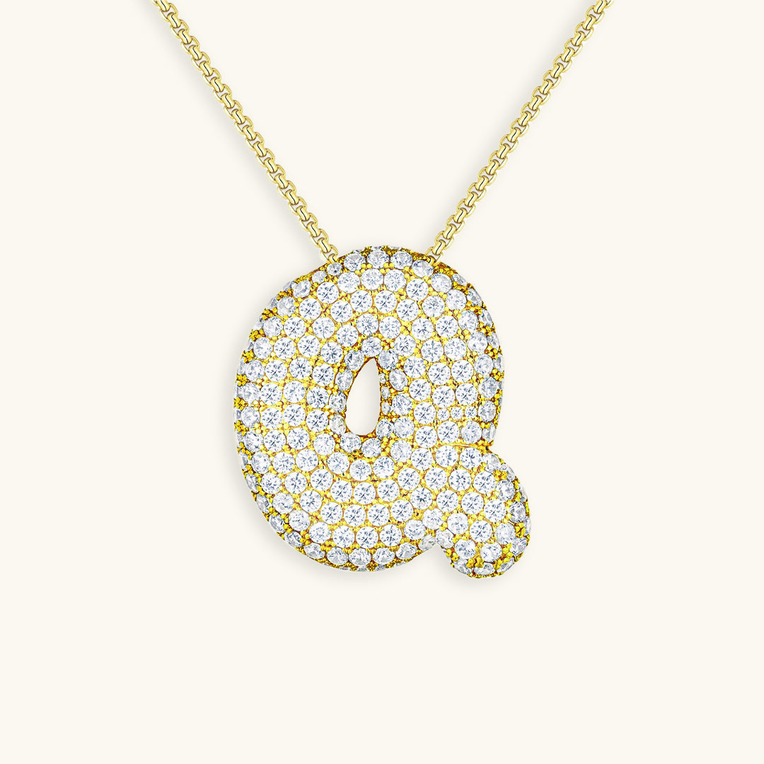 Pavé Bubble Initial Necklace
