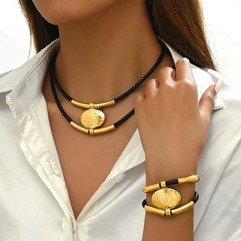 Layered Necklace and Bracelet Set